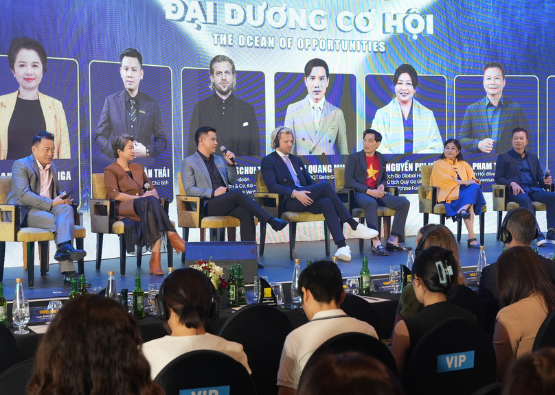 The announcement of 'Shark Tank Vietnam - Billion Dollar Deal' season 7, a reality capital-raising television show for startups, in Ho Chi Minh City on July 15, 2024. Photo courtesy of Shark Tank Vietnam.