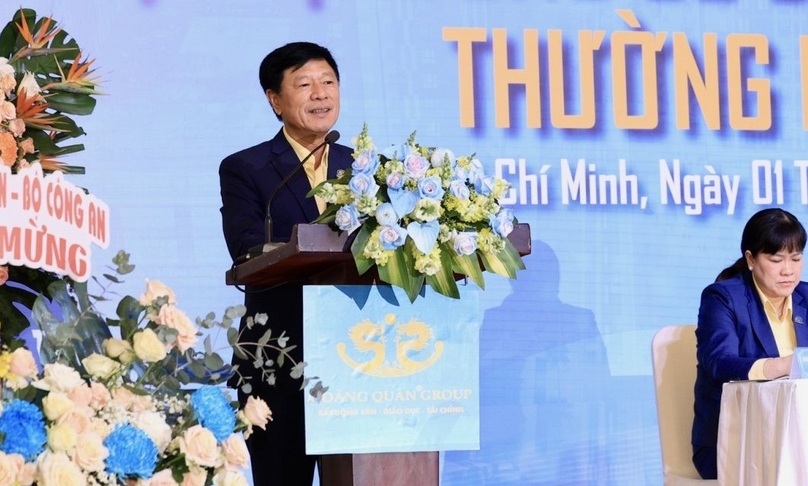 Truong Anh Tuan, chairman of Hoang Quan Group, speaks at the firm’s AGM 2024 in Ho Chi Minh City, June 1, 2024. Photo courtesy of the company.