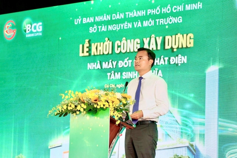 Bui Xuan Cuong, Vice Chairman of HCMC’s People's Committee, speaks at the groundbreaking ceremony, July 20, 2024. Photo courtesy of BCG.