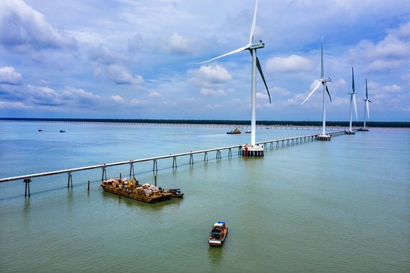 A wind power project in Tra Vinh province, Mekong Delta, southern Vietnam. Photo courtesy of the government's news portal.
