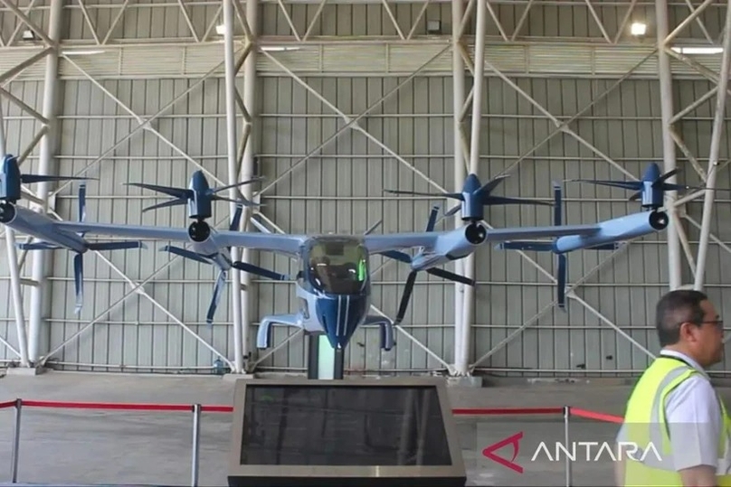 A flying taxi prototype at the Samarinda Airport in East Kalimantan on July 29, 2024. Photo courtesy of httpen.antaranews.com.