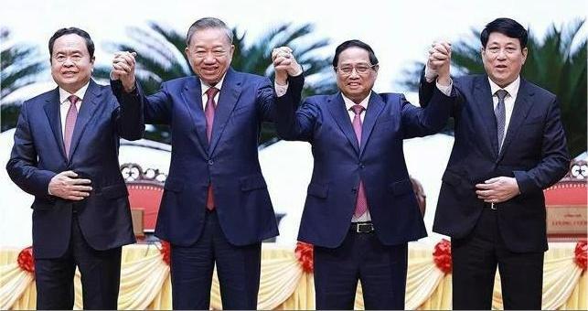 From left: National Assembly Chairman Tran Thanh Man, Party General Secretary and State President To Lam, Prime Minister Pham Minh Chinh, and Standing member of the Party Central Committee’s Secretariat Luong Cuong. Photo courtesy of Vietnam News Agency.