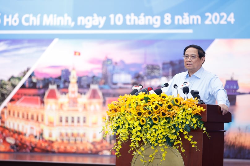 Prime Minister Pham Minh Chinh speaks at the fourth meeting of the Coordinating Council for the Southeastern Region in Ho Chi Minh City on August 10, 2024. Photo courtesy of the government's news portal.