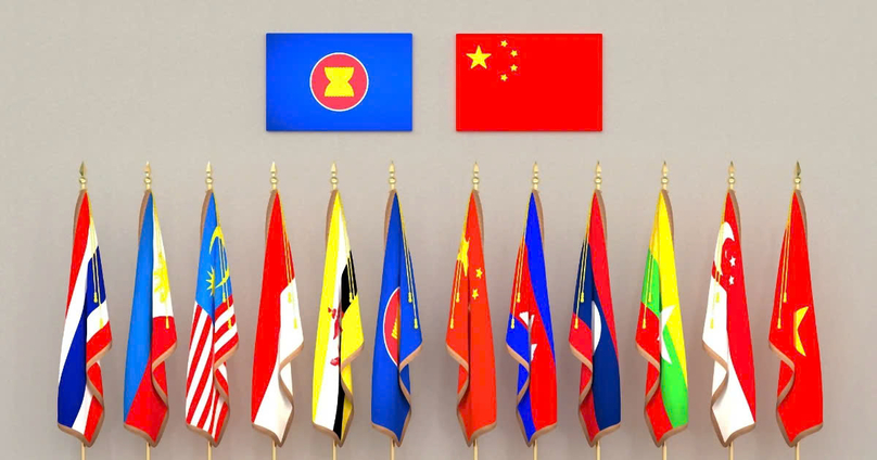  The flags of ASEAN countries and China. Photo courtesy of Vietnam News Agency.