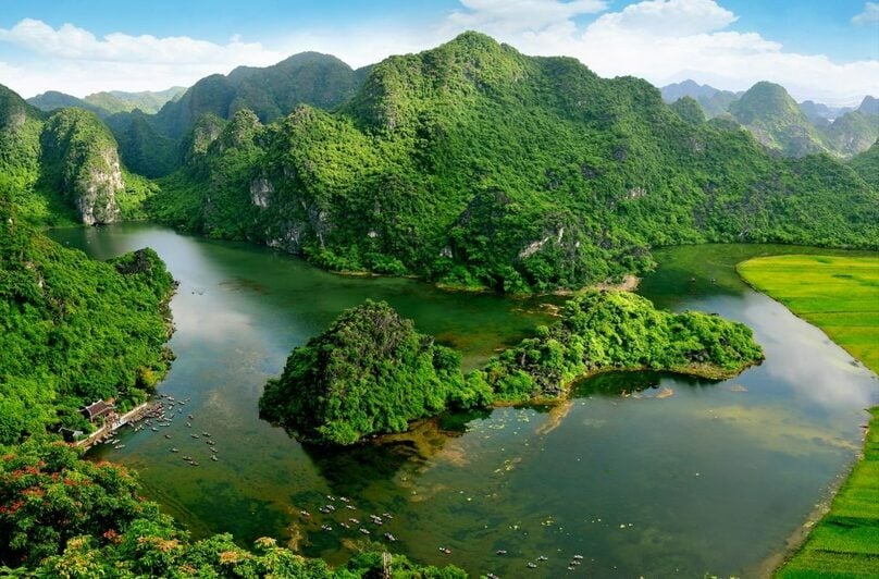 Trang An Landscape Complex, a UNESCO cultural and natural heritage site in Ninh Binh, northern Vietnam. Photo courtesy of the province's news portal.