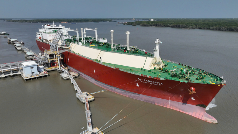 An LNG tanker at Thi Vai LNG terminal in Ba Ria-Vung Tau province, southern Vietnam. Photo courtesy of PV Gas.