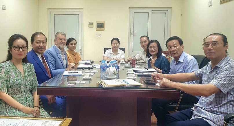 Delegations of the VBF (left) and VAFIE meet in Hanoi, August 7, 2024. Photo courtesy of The Investor/Nguyen Thoan.