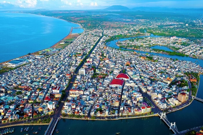 An aerial view of Phan Thiet town, Binh Thuan province, south-central Vietnam. Photo courtesy of Binh Thuan newspaper.