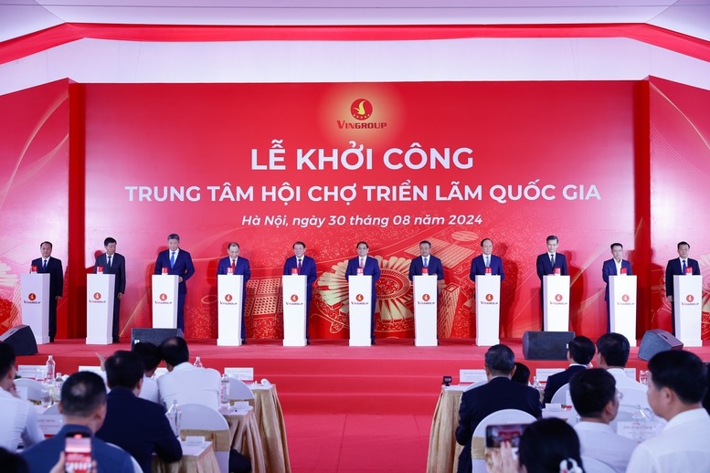  Government and Vingroup officials conduct the groundbreaking ceremony in Hanoi, August 30, 2024. Photo courtesy of the government's news portal.