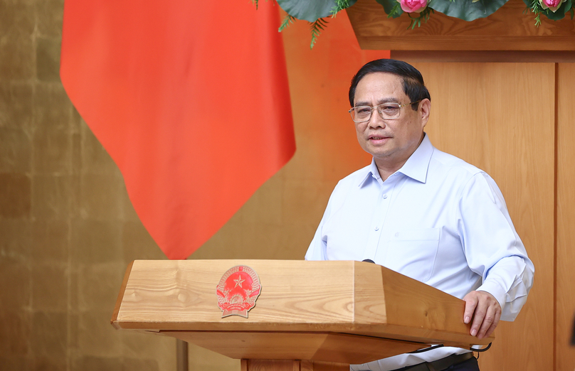 Prime Minister Pham Minh Chinh addresses the government's regular meeting on September 7, 2024. Photo courtesy of the government's news portal.