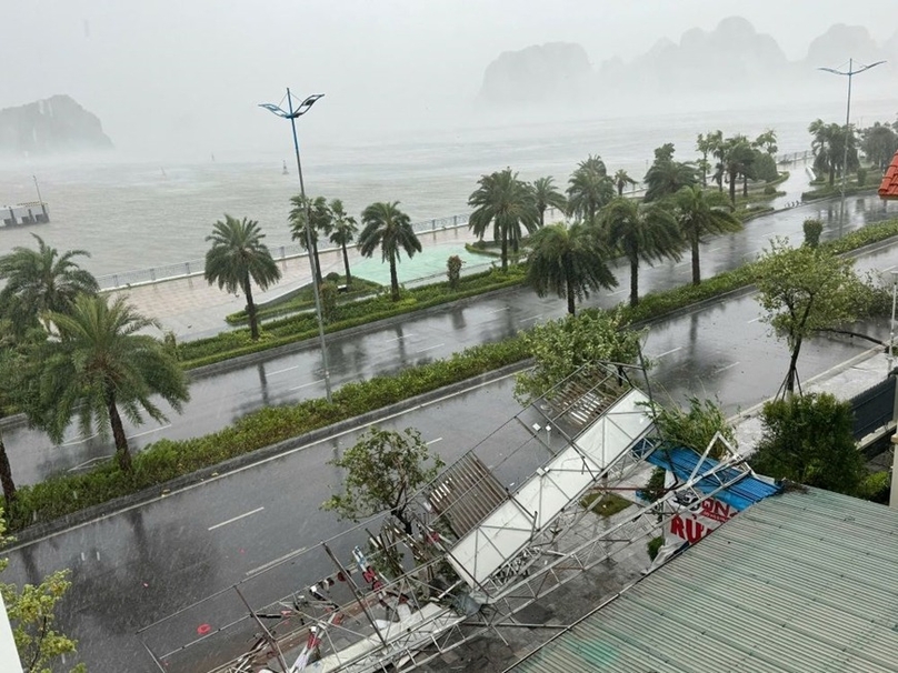 Typhoon Yagi hits Ha Long town in the coastal province of Quang Ninh, northern Vietnam, September 7, 2024. Photo courtesy of Quan doi Nhan Dan (People's Army) newspaper.