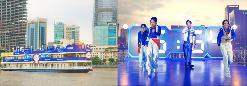 1664 Blanc presents a one-of-a-kind show on a yacht cruising the Saigon River. Photo courtesy of the company.