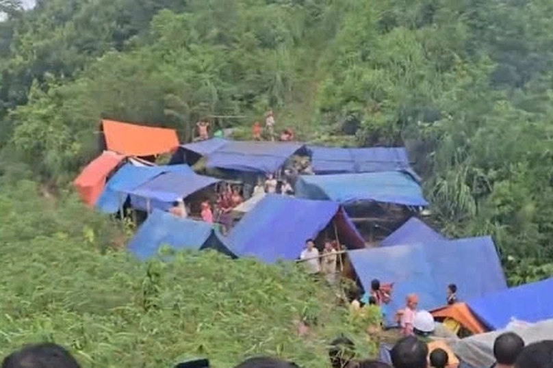 The mountainous area where 115 people from Kho Vang village, Lao Cai province take shelter to avoid land slides, September 2024. Photo courtesy of (Dan Tri) Intellect newspaper.