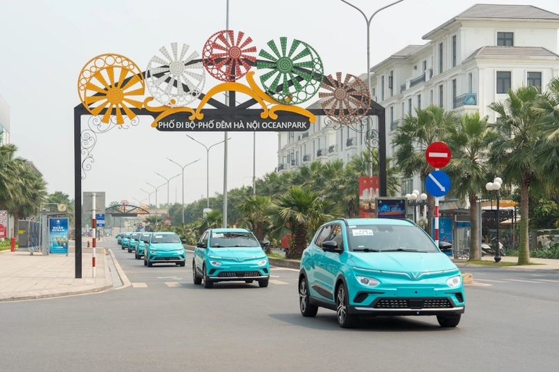 Green SM Taxi's (GSM) electric cars in Hanoi. Photo courtesy of GSM.