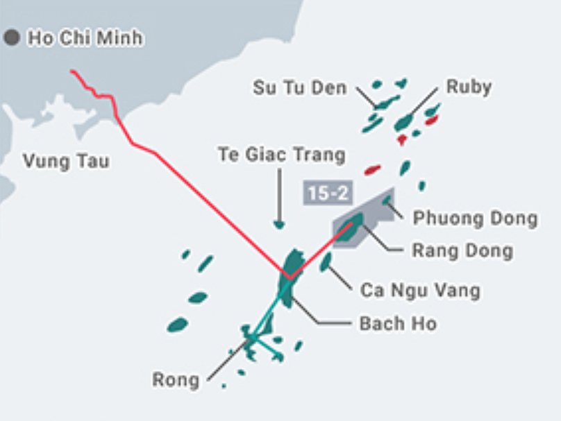 Rang Dong and Phuong Dong oil fields within Block 15-2, offshore southern Vietnam. Photo courtesy of JVPC.