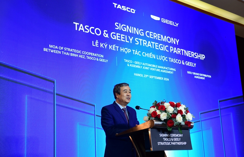 Ngo Dong Hai, Secretary of the Thai Binh provincial Party Committee, addresses the event in Thai Binh province, northern Vietnam, September 23, 2024. Photo courtesy of Tasco.