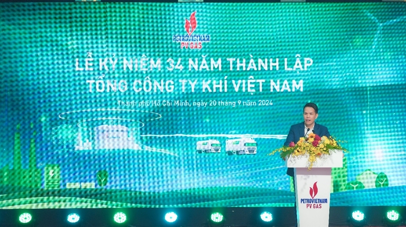 PV Gas general director Pham Van Phong delivers the opening speech at the corporation’s 34th anniversary celebrations. Photo courtesy of PV Gas.