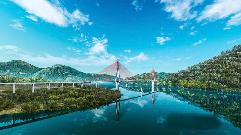 An illustration of a bridge on the Hoa Binh-Moc Chau expressway under the XL02 package. Photo courtesy of the Hoa Binh Transport Construction Investment Project Management Unit