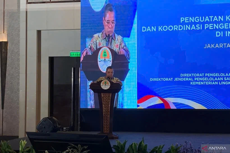  Indonesian Deputy Minister of Environment and Forestry Alue Dohong speaks at an event. Photo courtesy of Antara