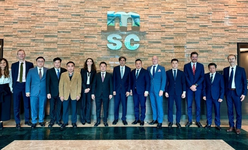 Delegations from Swiss shipping line MSC and Vietnam’s Commission for the Management of State Capital at Enterprises at a meeting in Switzerland, October 3, 2024. Photo courtesy of the CMSC.