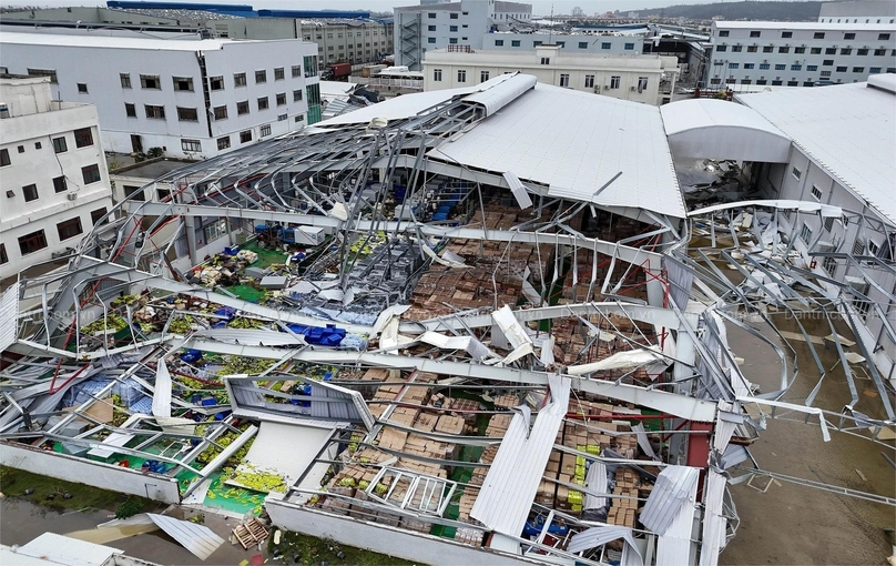 A workshop at Do Son Industrial Park in Hai Phong city, northern Vietnam was damaged by super typhoon Yagi, September 2024. Photo courtesy of Dan Tri (Intellect) newspaper.