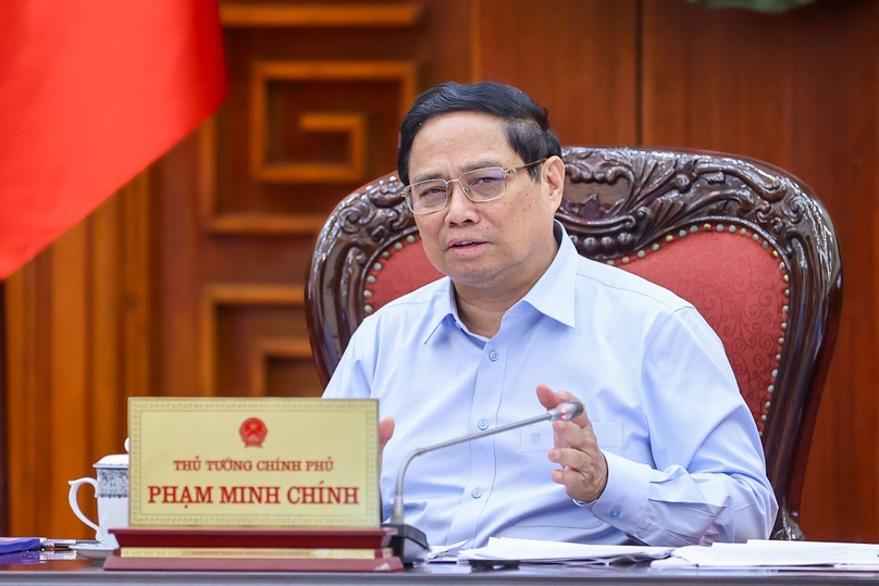 Prime Minister Pham Minh Chinh chairs a meeting on the North-South high-speed railway project, October 5, 2024. Photo courtesy of the government's news portal.