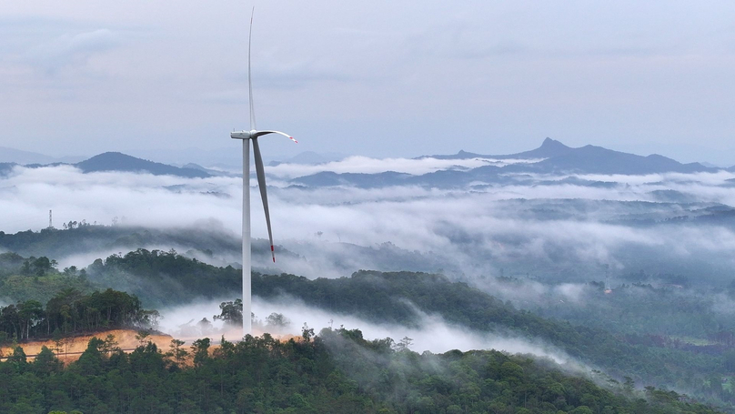 A turbine of the Monsoon wind power project in Laos. Photo courtesy of Monsoon Wind Power.