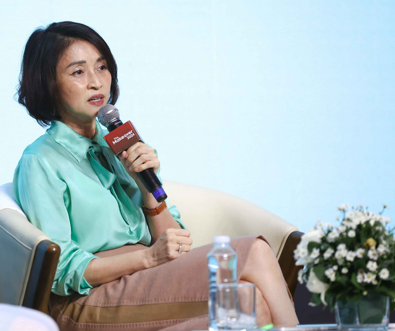 Nguyen Tam Trang, vice chairwoman, general director of human resources and workplace services with Greenfeed, speaks at The Makeover 2024, an event organized by Talentnet in Ho Chi Minh City, October 15, 2024. Photo courtesy of Talentnet.