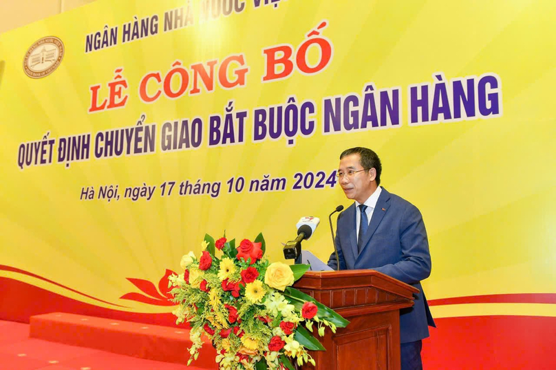 Luu Trung Thai, chairman of MB, speaks at the event in Hanoi, October 17, 2024. Photo courtesy of MB.