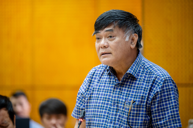  Nguyen Huu Duong, chairman of Hoa Binh Group, speaks at the workshop, October 18, 2024. Photo by The Investor.