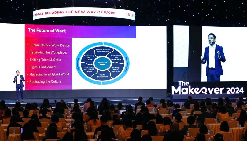 Puneet Swani, former senior partner at Mercer, speaks at The Makeover 2024, an event organized by Talentnet in Ho Chi Minh City, October 15, 2024. Photo courtesy of Talentnet.