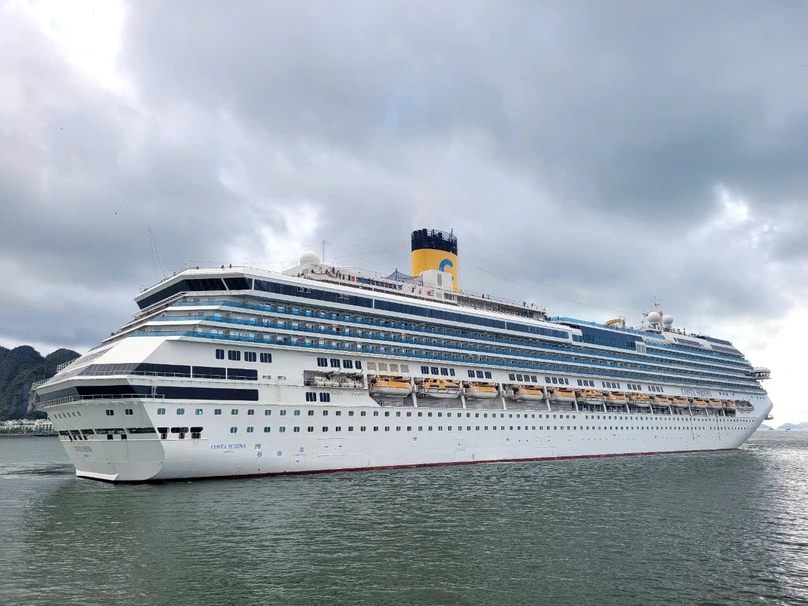 Italian-flagged cruise ship Costa Serena docks at Ha Long in Quang Ninh province, northern Vietnam, October 18, 2024. Photo courtesy of Thanh Nien (Young People) newspaper.