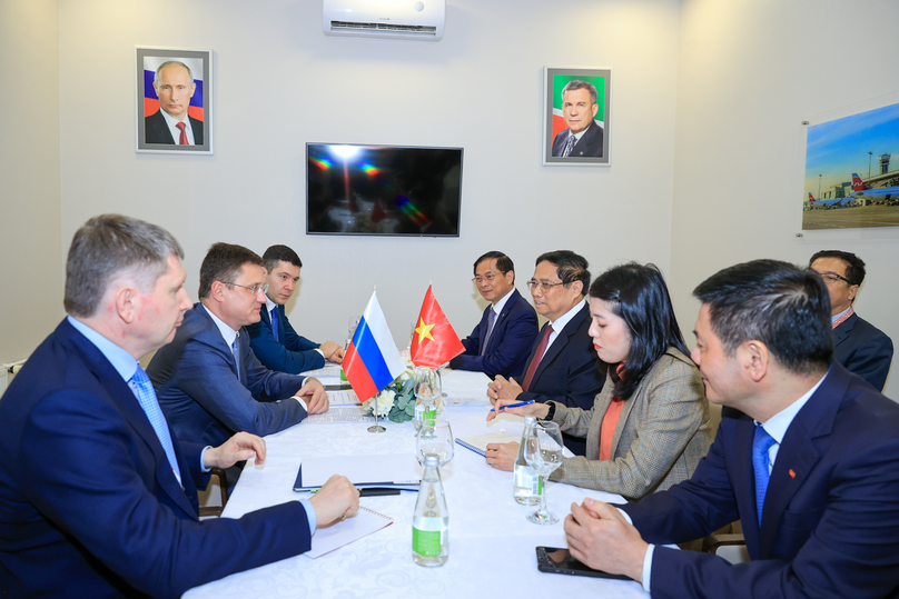 Delegations of Russia (left) and Vietnam at a meeting in Kazan, Russia, October 23, 2024. Photo courtesy of the government's news portal.