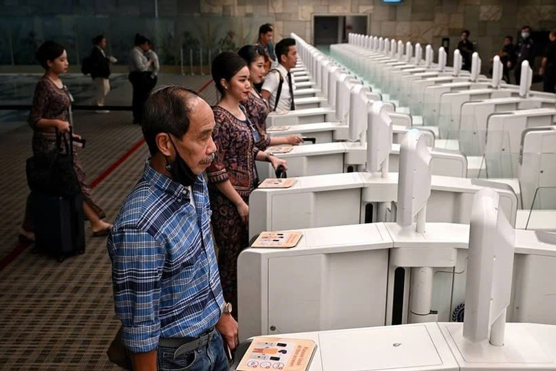 It now takes an average of just 10 seconds to clear immigration at Changi Airport, with passengers having to use only their biometrics. Photo courtesy of The Strait Times.