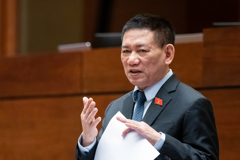 Deputy Prime Minister and Minister of Finance Ho Duc Phoc speaks at the ongoing National Assembly session, November 5, 2024. Photo courtesy of the parliament's portal.