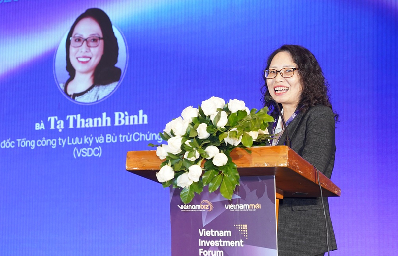 Ta Thanh Binh, general director of Vietnam Securities Depository and Clearing Corporation, speaks at the Vietnam Investment Forum 2025 in HCMC, November 8, 2024. Photo courtesy of VietnamBiz.