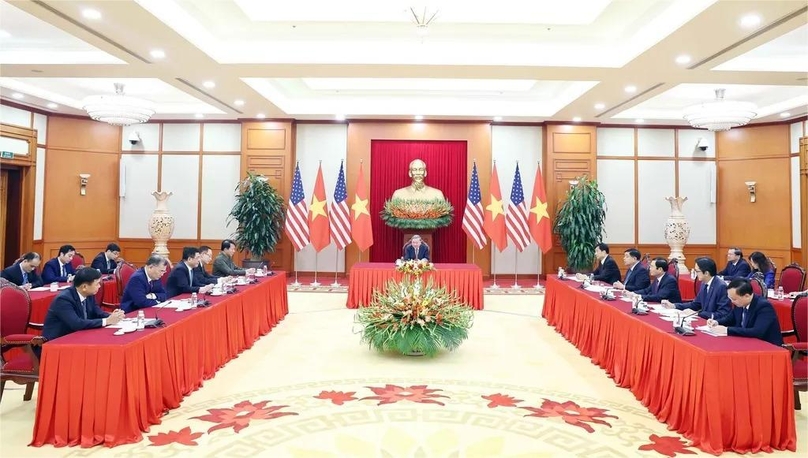 Party General Secretary To Lam and Vietnamese officials at the phone talks with U.S. President-elect Donald Trump on November 11, 2024. Photo courtesy of Vietnam News Agency.