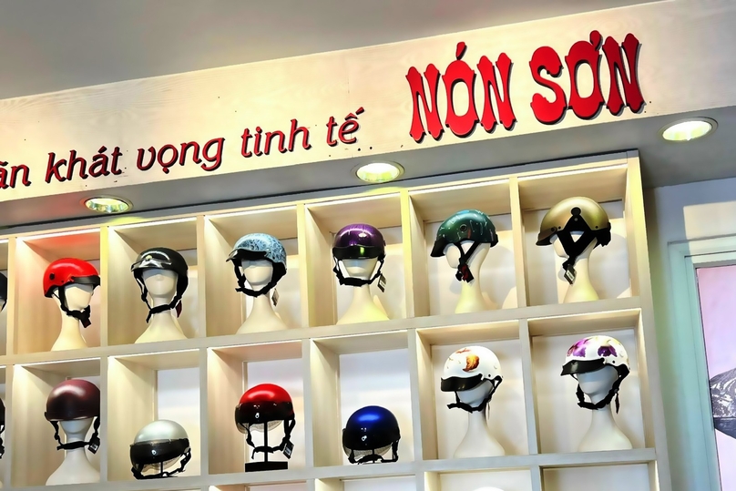 Non Son helmets at one of its stores. Photo courtesy of the company.