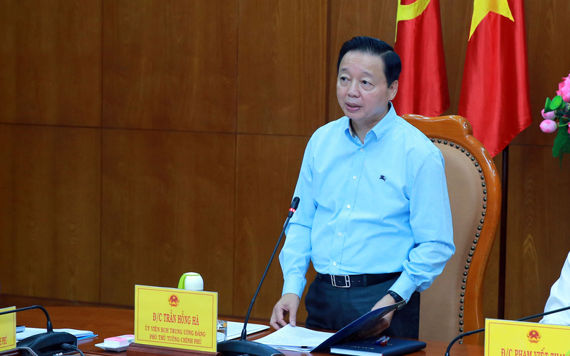 Deputy Prime Minister Tran Hong Ha addresses a working session in Ba Ria-Vung Tau province, southern Vietnam, November 14, 2024. Photo courtesy of the government's news portal.