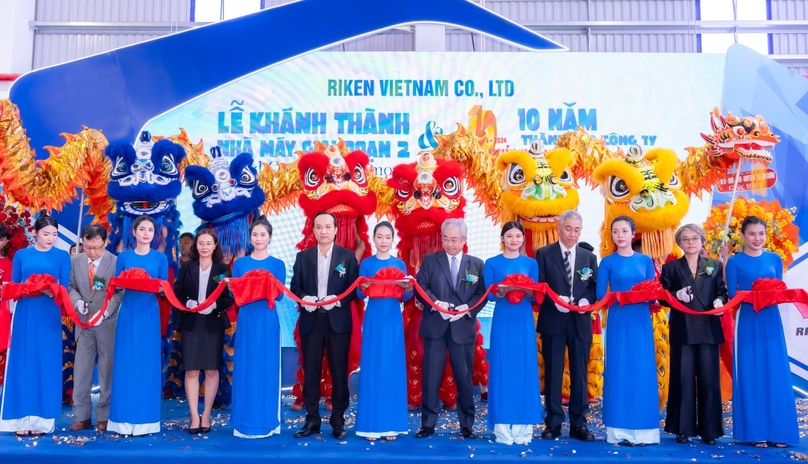 Representatives of Riken Vietnam Co. and local authorities join an inauguration ceremony of the company in Binh Duong province, southern Vietnam, November 22, 2024. Photo courtesy of Binh Duong newspaper.