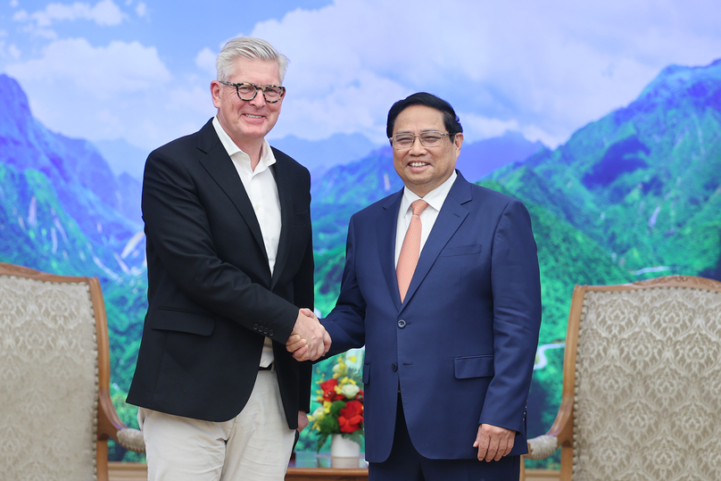 Vietnamese Prime Minister Pham Minh (right) meets with president and CEO of Ericsson Borje Ekholm in Hanoi, November 25, 2024. Photo courtesy of the government’s news portal.