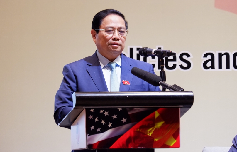 Prime Minister Pham Minh Chinh speaks at the U.S.-Vietnam Business Summit in Hanoi, November 27, 2024. Photo by The Investor/Minh Tuan.