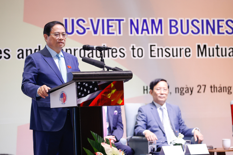 Prime Minister Pham Minh Chinh speaks at the U.S.-Vietnam Business Summit in Hanoi, November 27, 2024. Photo courtesy of the government's news portal.