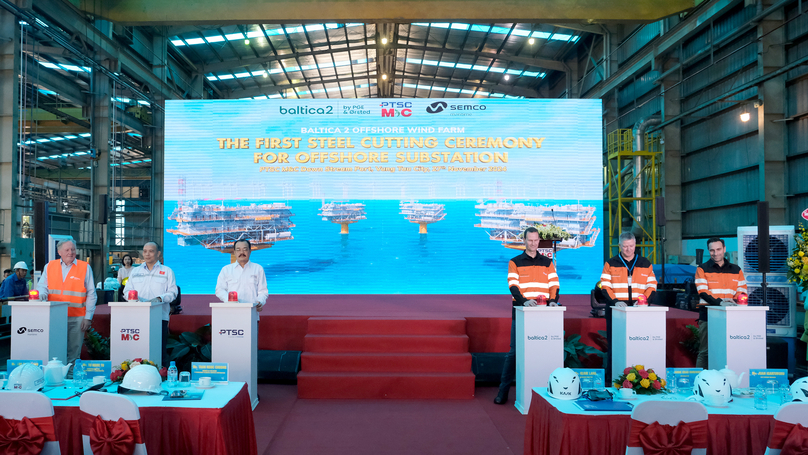 PTSC M&C holds a first steel cutting ceremony for Baltica 2 offshore wind farm in Ba Ria-Vung Tau province, southern Vietnam, November 27, 2024. Photo courtesy of PTSC.