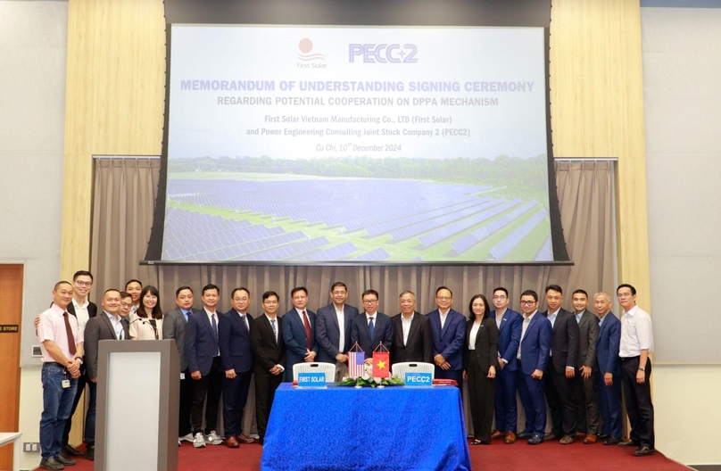 PECC2 and First Solar sign an MoU in Ho Chi Minh City on December 10, 2024. Photo courtesy of PECC2.