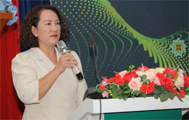 Pham Thi Xuan Huong, general director of OPC Pharmaceutical JSC, speaks at the Mekong Connect 2024 forum held in An Giang province, southern Vietnam, December 17, 2024. Photo courtesy of the forum.