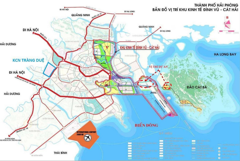 The project location (red-dash circle) in Hai Phong city, northern Vietnam. Photo courtesy of VinFast.