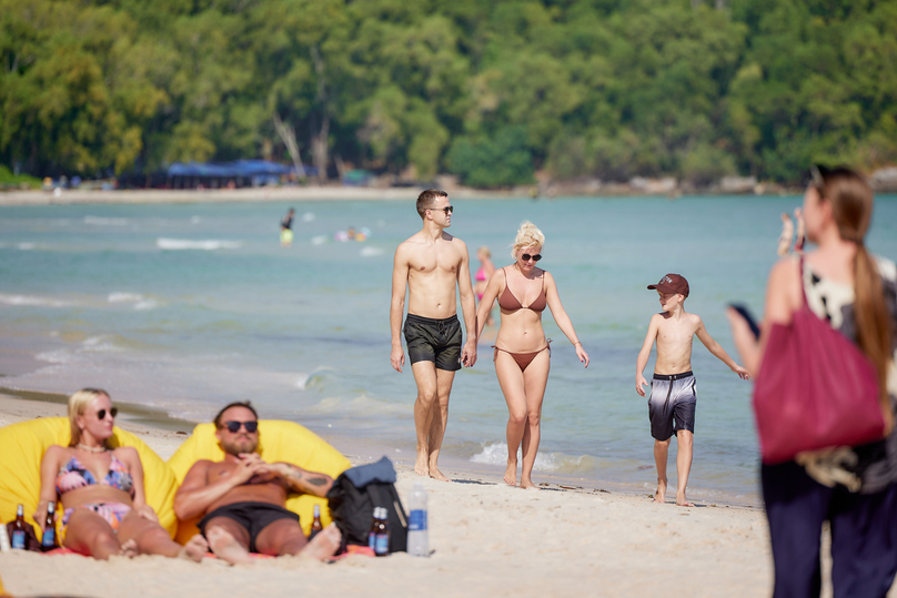 International tourists in Kem Beach Phu Quoc.