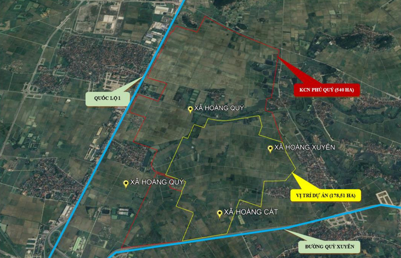 The designated location of WHA Thanh Hoa (yellow) within Phu Quy Industrial Park, Thanh Hoa province, central Vietnam. Photo courtesy of WHA.