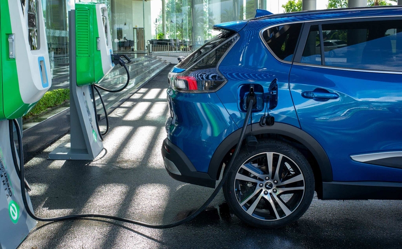 A car is charging at a VinFast station. Photo courtesy of VinFast.